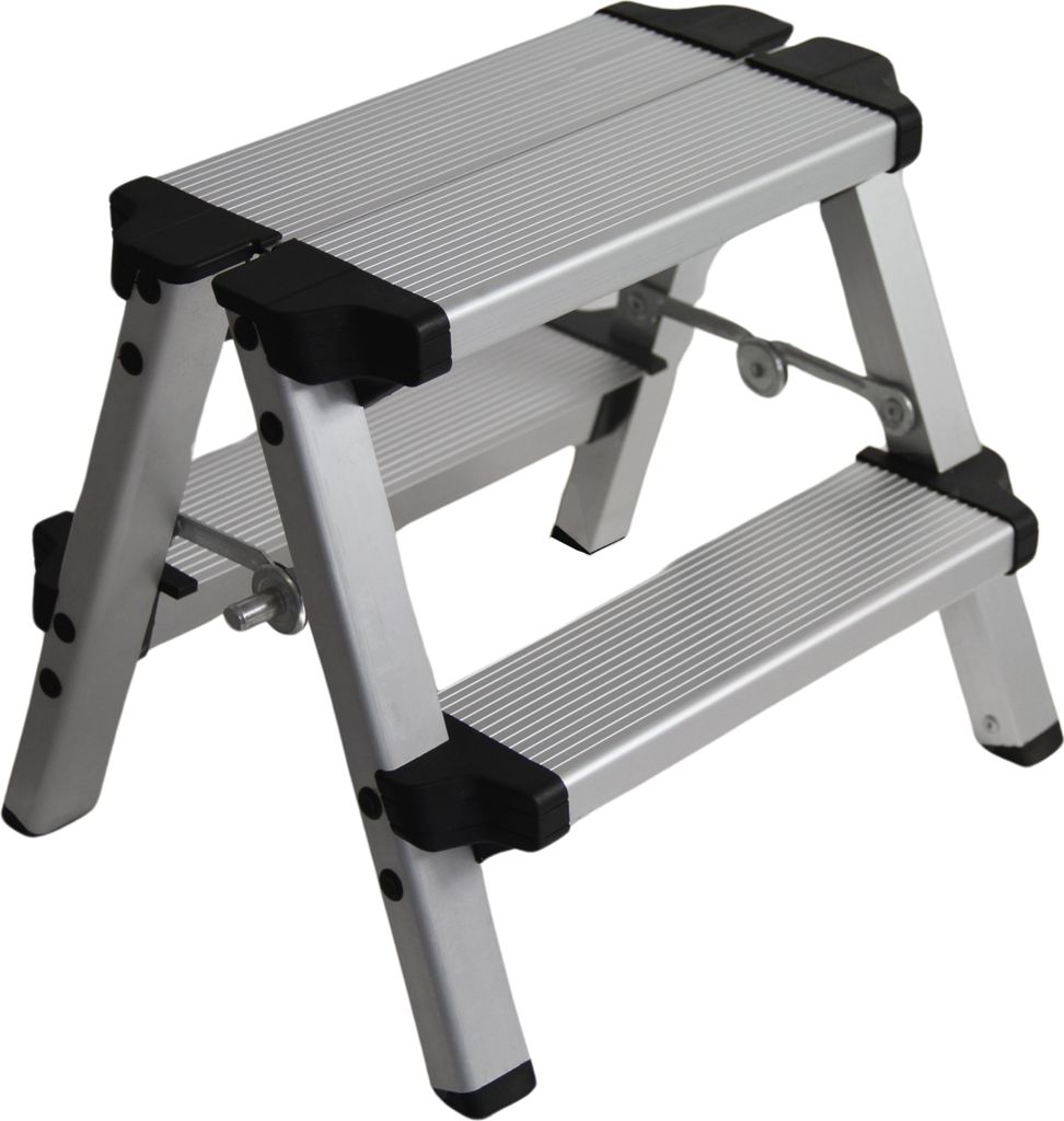 Alu Leiter Doppelleiter Klapptritt Trittbank 150 kg Stehleiter Klappbar D1 - 2x2 Stufen