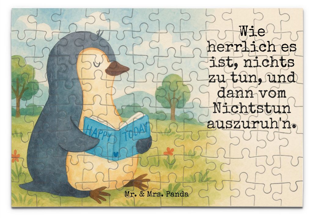 Mr. & Mrs. Panda Puzzle Pinguin Buch Design 96 Teile - Weiß - Geschenk, Ferien, 500, 1000, Urlaub, Puzzlespiel, 2000, 300