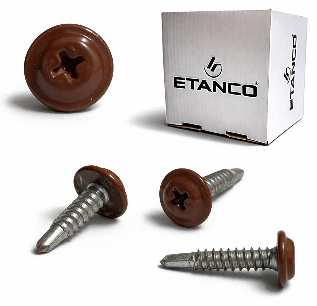 ETANCO GM-B Selbstbohrschrauben für Stahl Dach RAL 3009 Oxidrot 4,2 x 19 mm 250 Stk.