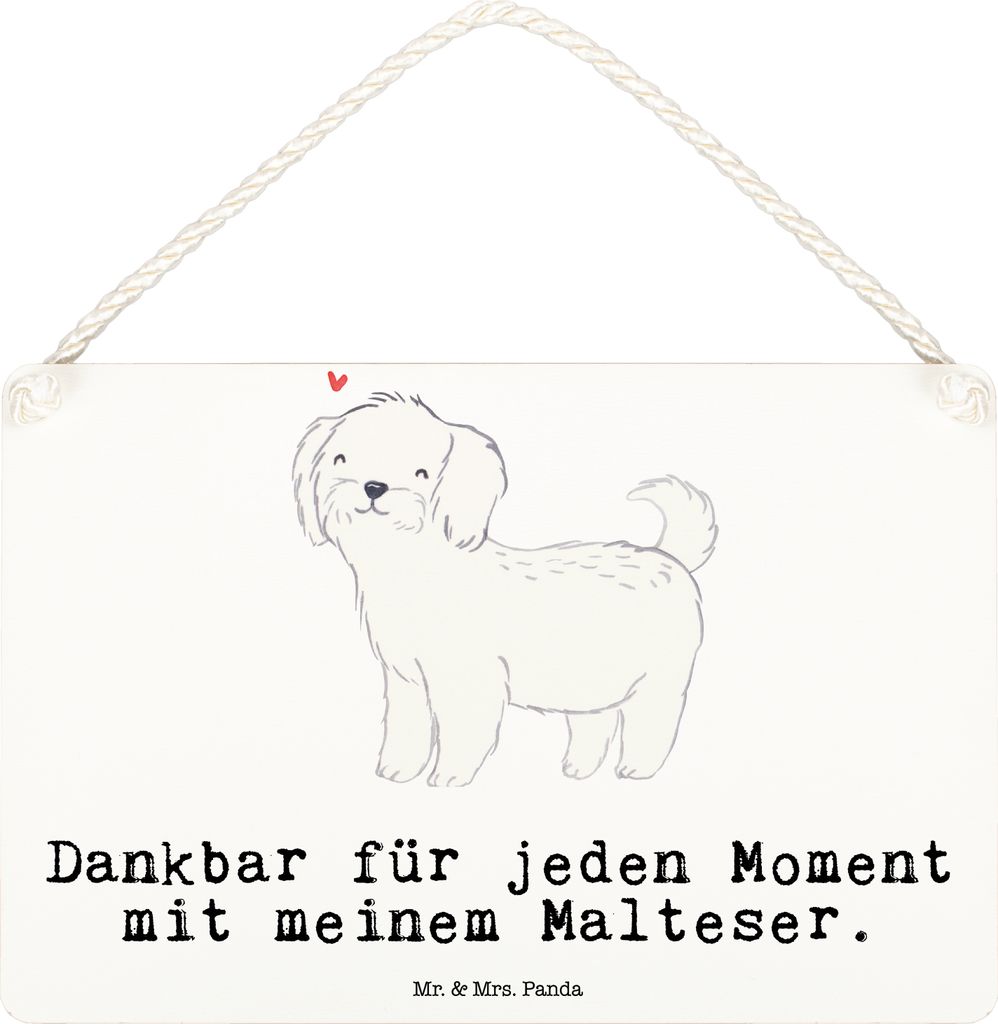 Mr. & Mrs. Panda Schild Malteser Moment DIN A6 - Weiß - Geschenk, Wandbild Holz, Holzschild, kleine aufmerksamkeit, wandtafel, Türschild