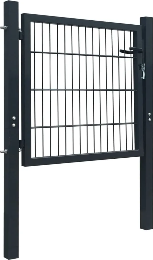 Portillon de jardin 2D gris anthracite 106x130 cm pour clôture rigide