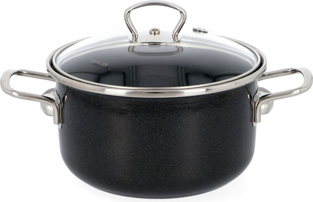 BELIS/SFINX Emaille-Topf mit Glas. SFINX PREMIUM 20 cm