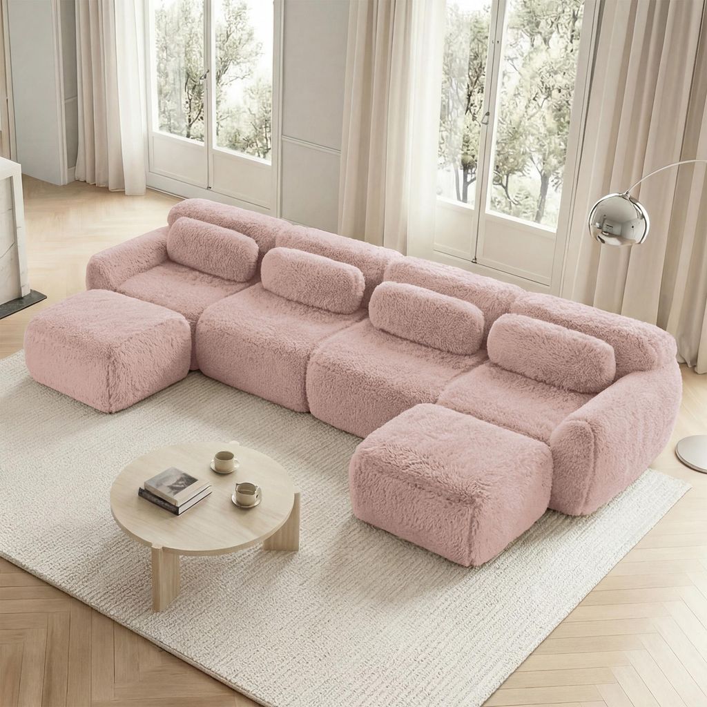 STILVORA U-förmiges Sofa aus frei kombinierbar und ohne Montage mit Kissen, Modulares Sofa mit rutschfestem Boden und ergonomischer Unterstützung...