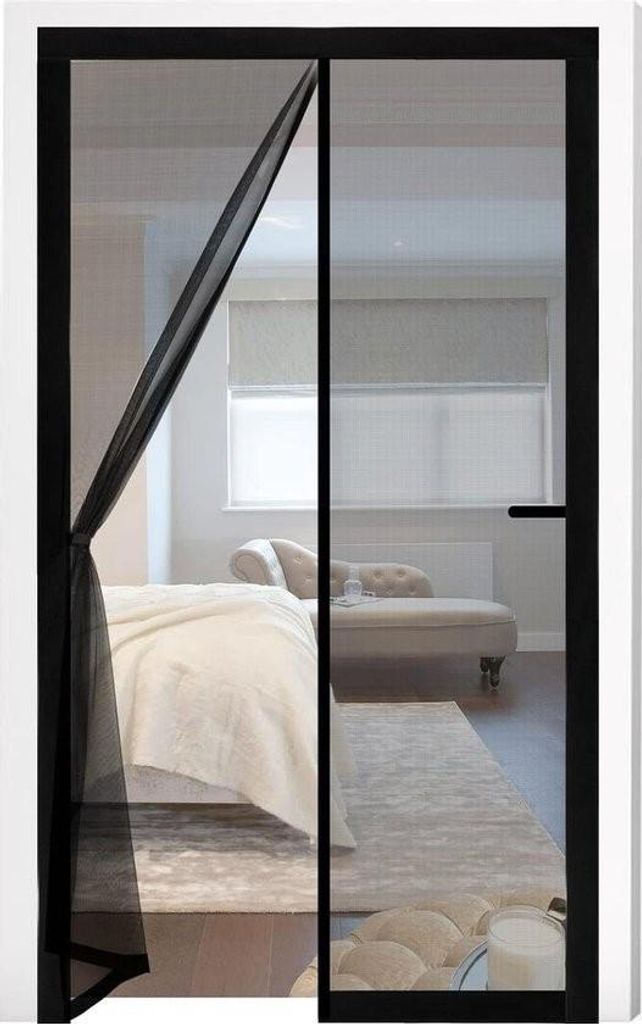 Fliegenvorhang Magnet Fliegengitter Tür 100x220cm Insektenschutz Balkontür aus Fiberglas - Ohne Bohren - Vorhänge für Balkon Wohnzimmer Schlafz...