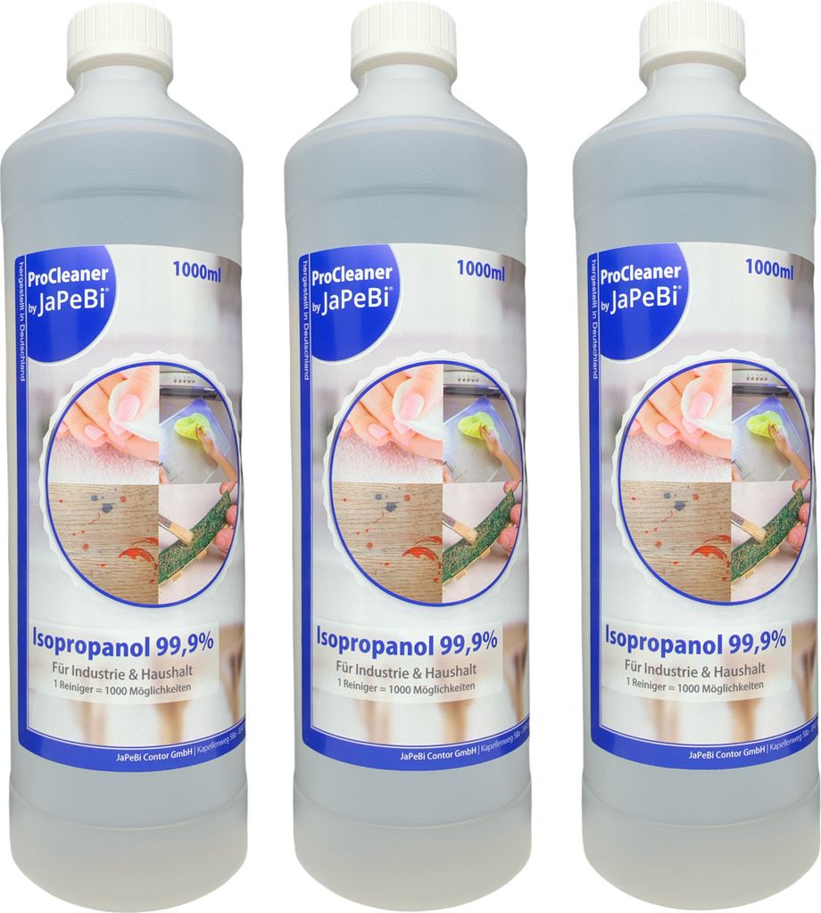 3x 1L Isopropanol 99,9% Isopropylalkohol 2-Propanol Schimmelreiniger Entfetter
