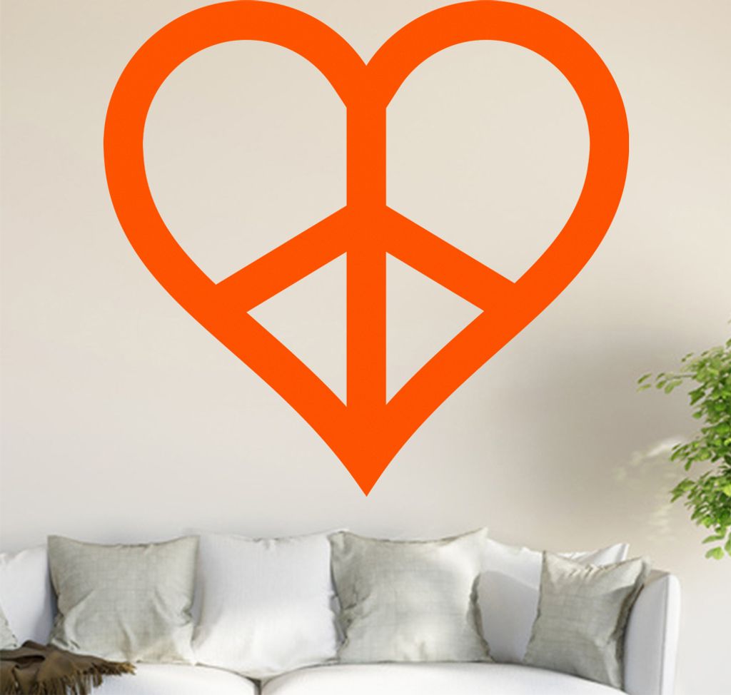 Peace - Herz Wandtattoo in 6 Größen - Wandaufkleber Wall Sticker - Dekoration, Küche, Wohnzimmer, Schlafzimmer, Badezimmer