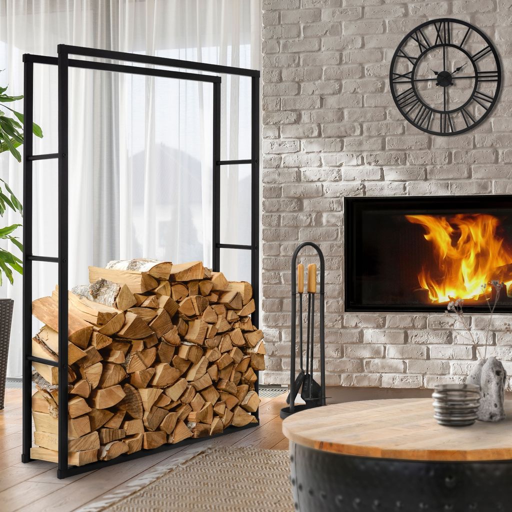ML-Design Kaminholzregal aus Metall, 100x150 cm, Schwarz, Produktbild 