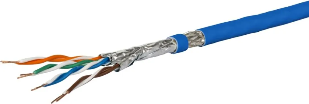 Câble de pose Cat 7A pour déploiement réseau structuré METZ CONNECT bleu