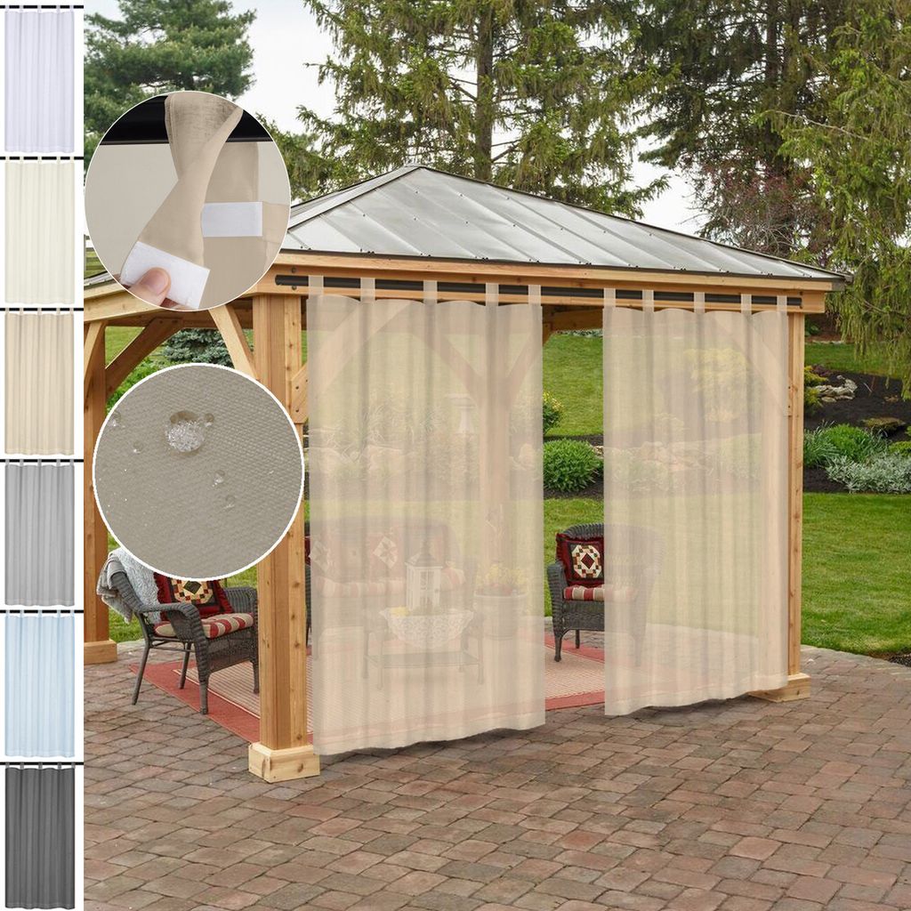 2er Set Outdoor Gardine Wasserdicht Halbtransparent, Balkon Produktbild 