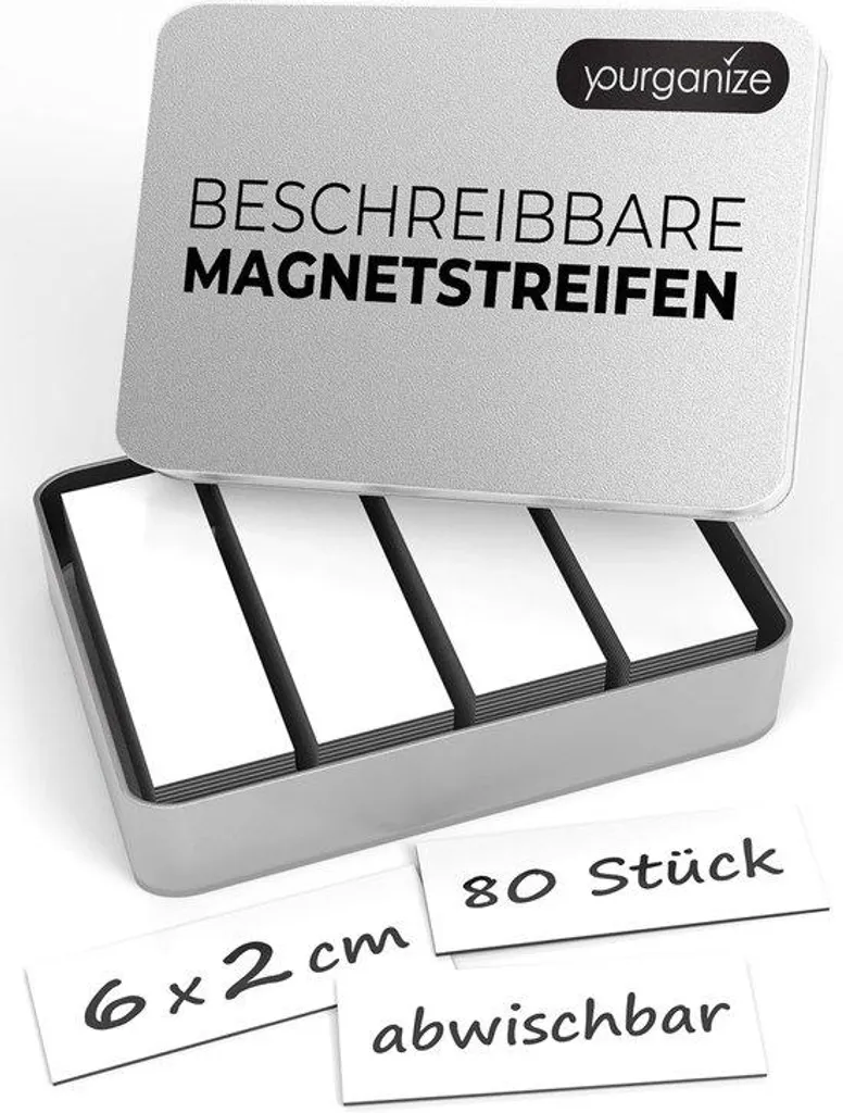 Bande magnétique 60x20 mm blanche - Lot de 80 pièces à forte adhérence
