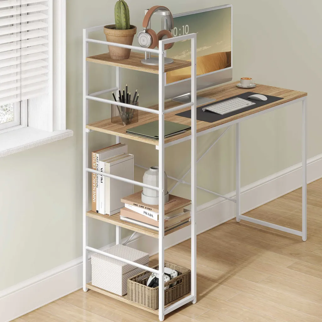 Bureau gain de place 120x44 cm avec rangement pour petits espaces Sonoma