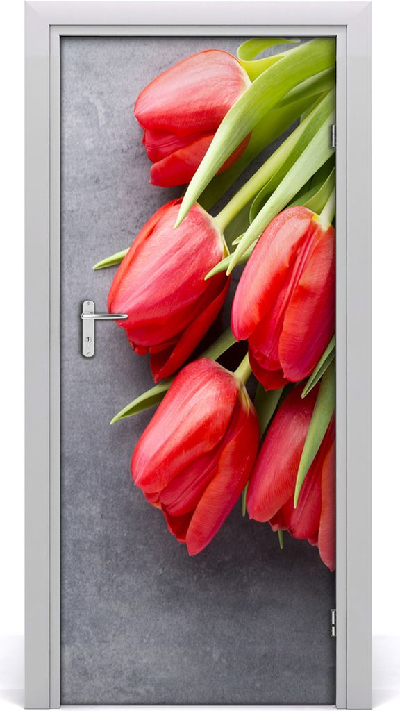 Tulup Türaufkleber 85x205 cm Dekorative Aufkleber Selbstklebend Wasserdichte Tapete Abnehmbar Schlafzimmer Wohnzimmer Wohnkultur - rote Tulpen