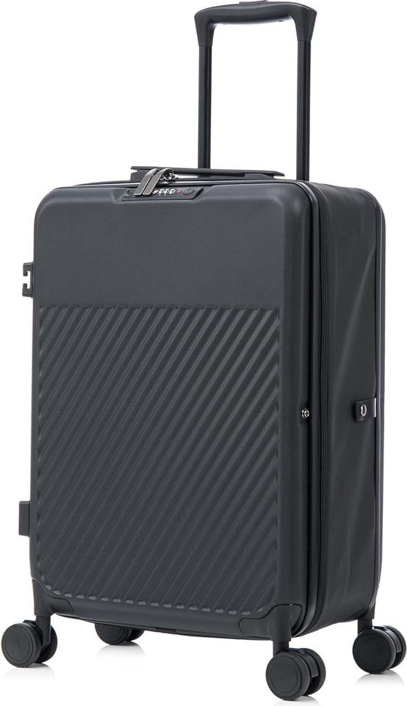 Faltbarer Koffer Trolley Reisekoffer Hartschalenkoffer Bordcase Handgepäck Suitcase mit Rollen und TSA Schloss Schwarz MS-19852