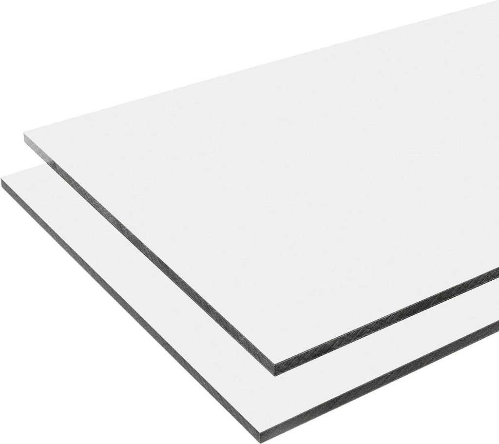 2 Stück 20x30cm, HPL Platte in Weiß RAL 9016 (8mm Stärke) | HPL Platte wetterfest, Fassadenplatte, Balkonplatte, Schichtstoffplatten, Tischplatt...