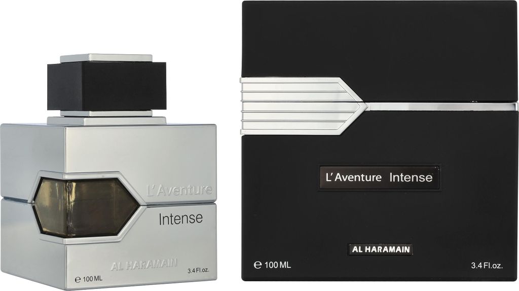 A perfume bottle and its box are displayed side-by-side against a white background.