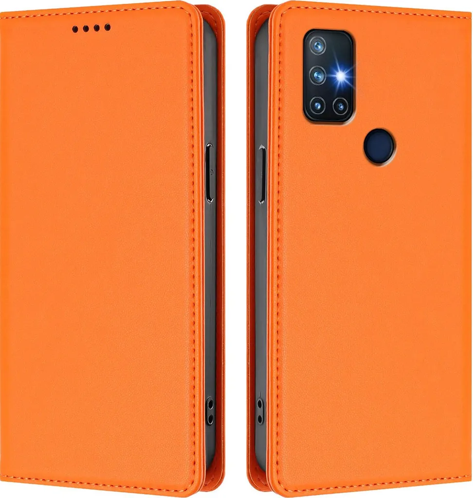 Custodia in pelle per OnePlus Nord N10 5G, custodia flip magnetica in Finto cuoio con supporto Arancione