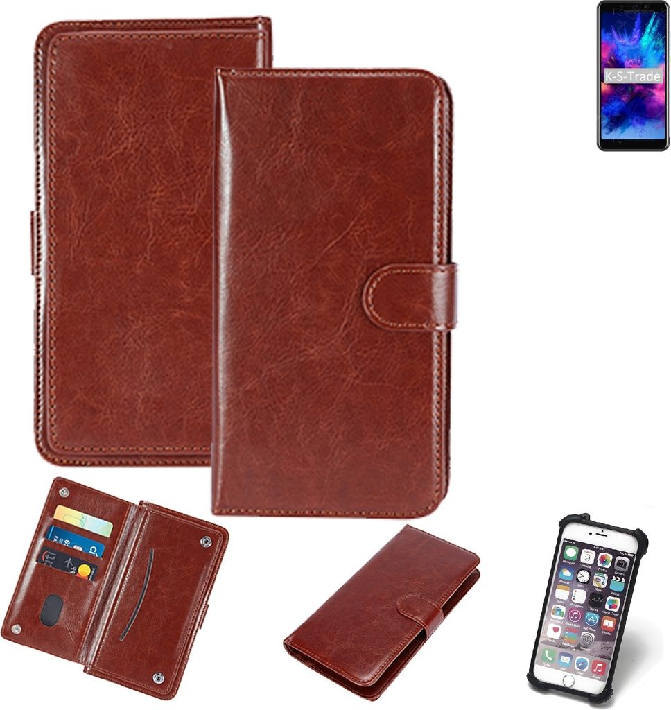 K-S-Trade 360° Hülle kompatibel mit Panasonic P110 braun Kunstleder Case BookCase WalletCase Kunstlederederhülle Handyhülle, Rundumschutz Bumper