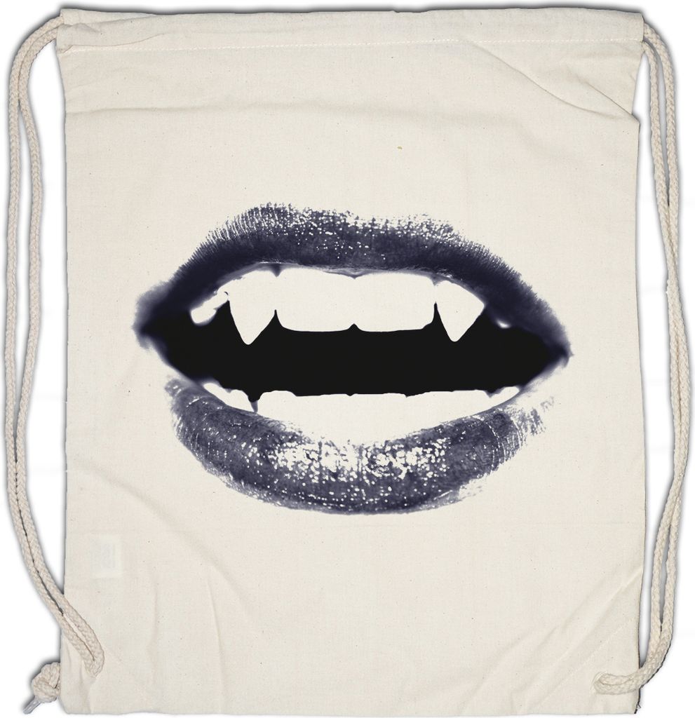 Urban Backwoods Vampire Woman Mouth, Turnbeutel, Farbe: Beige