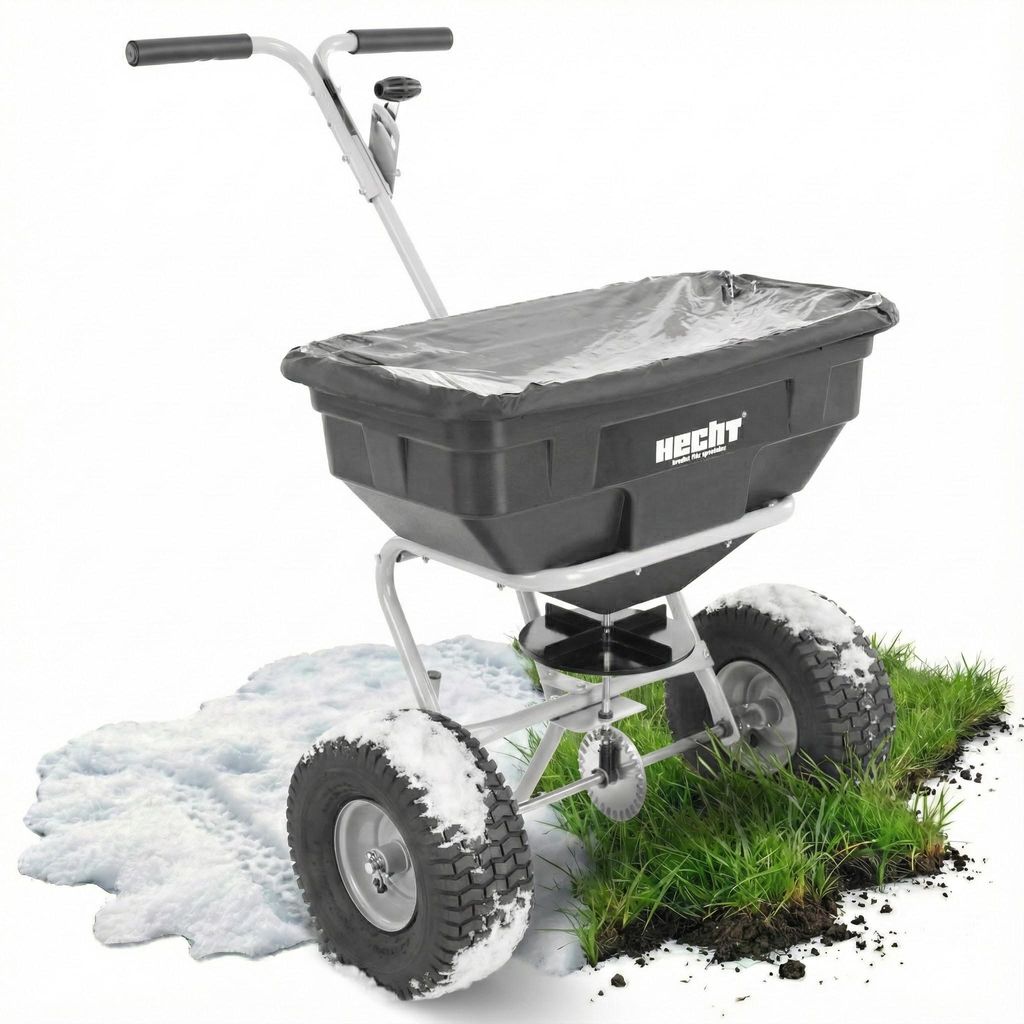 HECHT 256 Streuwagen mit Grobsieb und Abdeckhaube | 60 Liter | Streubreite bis 3,5 m