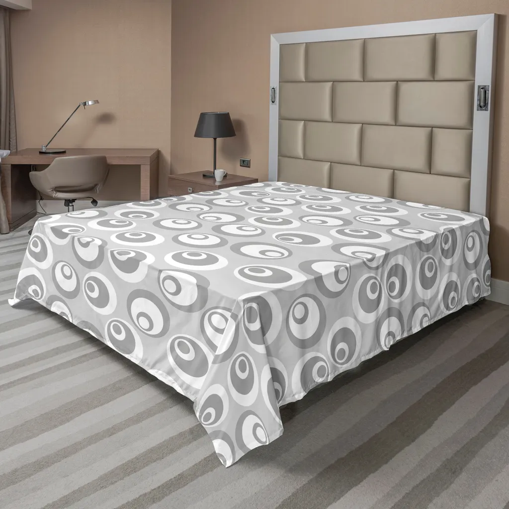 Lenzuolo Sopra ABAKUHAUS Psichedelico Bianco Grigio Letto Matrimoniale