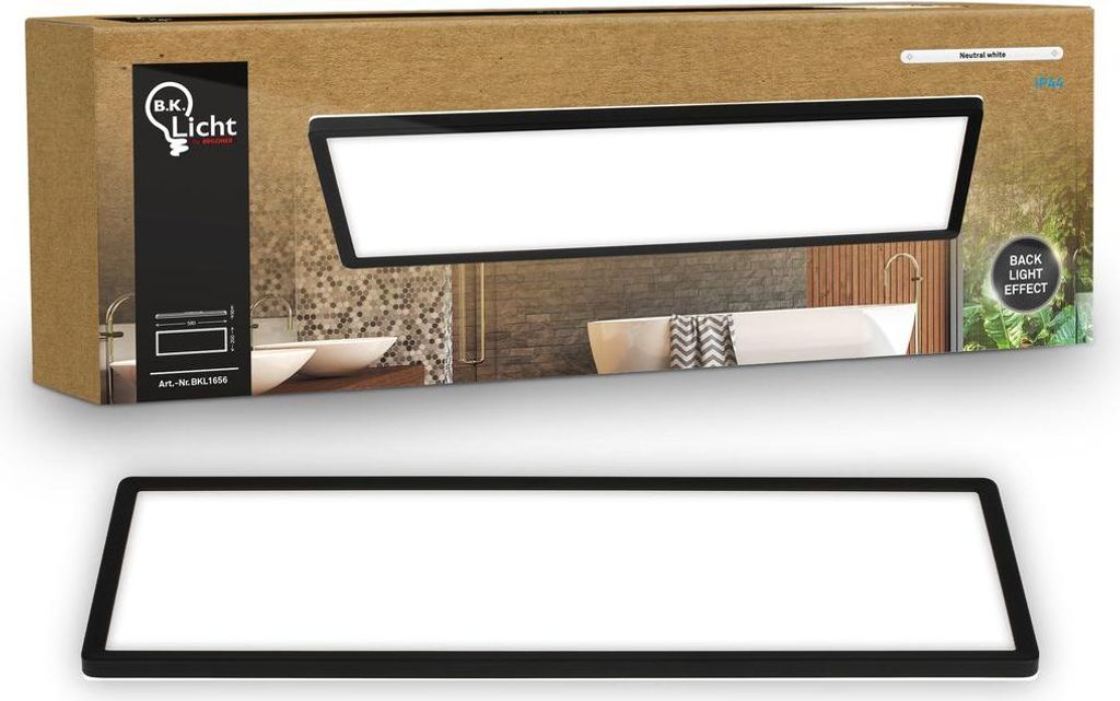 B.K.Licht LED Panel Flach 58x20cm Eckig 22W 3000lm 4000K Produktbild 