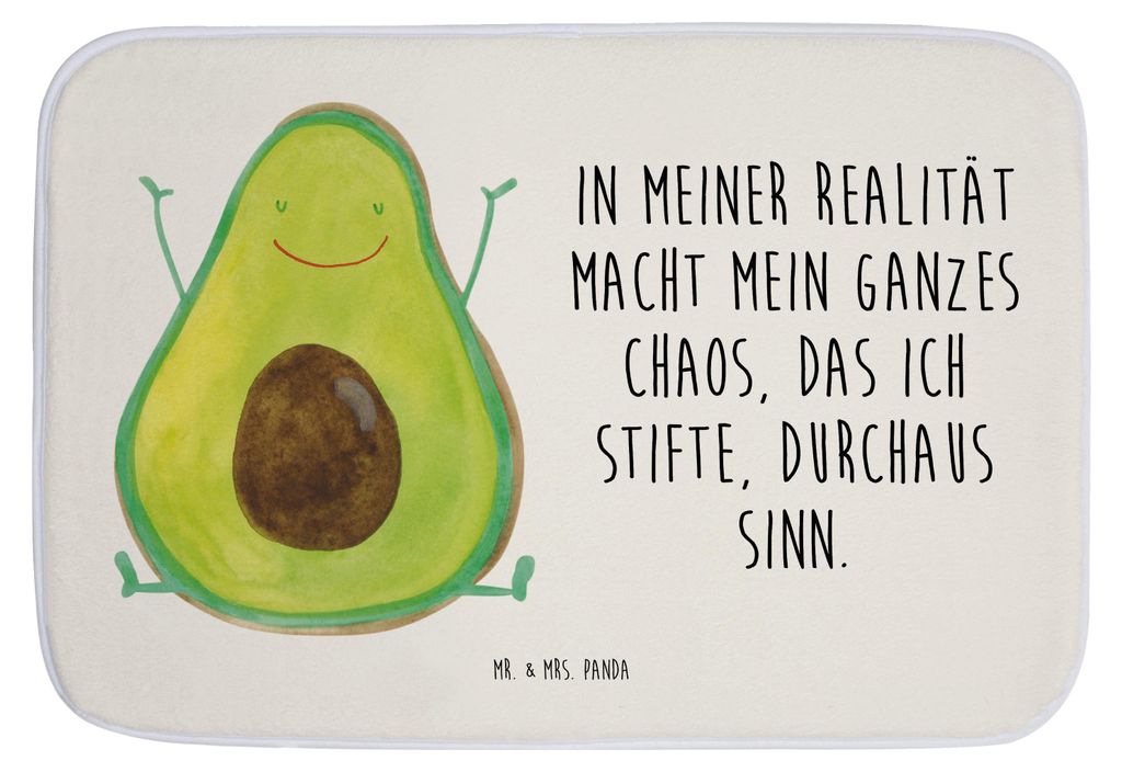Mr. & Mrs. Panda Badezimmerteppich Avocado Glücklich - Weiß - Geschenk, Chaos, duschmatte, Badematte, Frucht, Badvorleger, Freude, Badteppich, Du...