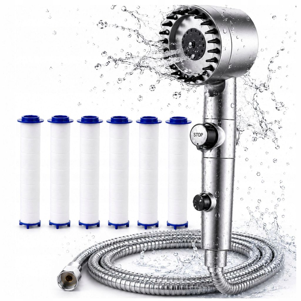 Duschkopf Hochdruck 3 Modi Filter Start Stop mit Schlauch 6 Produktbild 