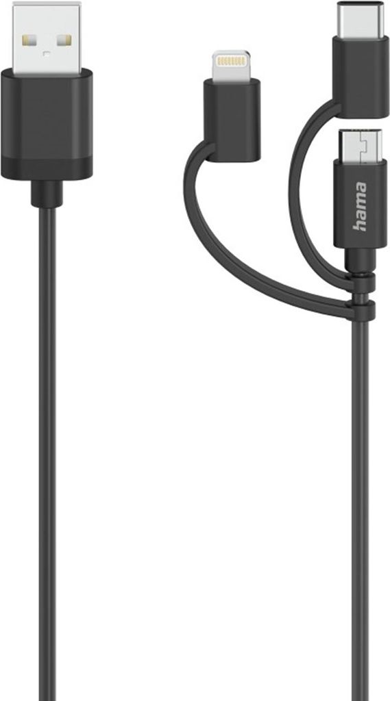 Hama Micro-USB-Kabel 3in1, USB-C-Lightning-Adapter, 0,75 m