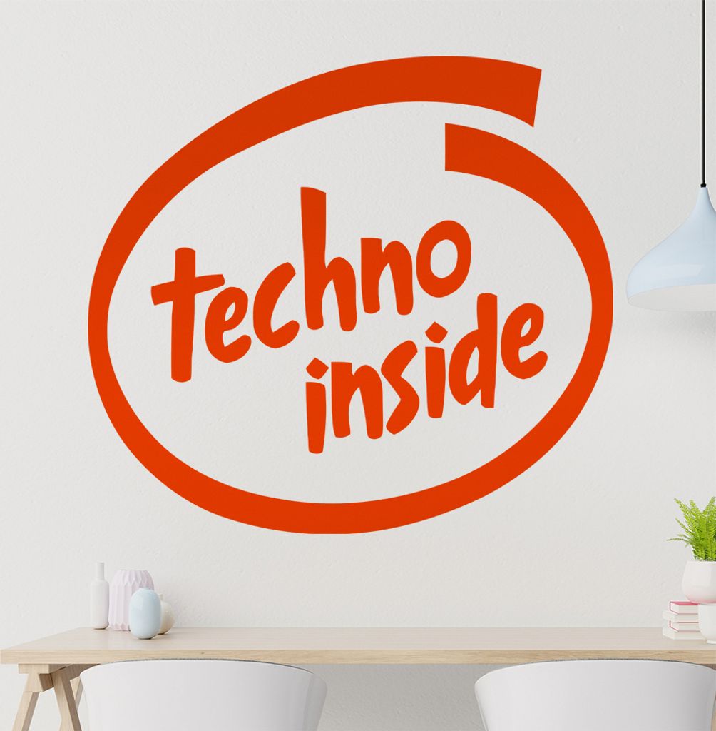 techno inside Wandtattoo in 6 Größen - Wandaufkleber Wall Sticker - Dekoration, Küche, Wohnzimmer, Schlafzimmer, Badezimmer