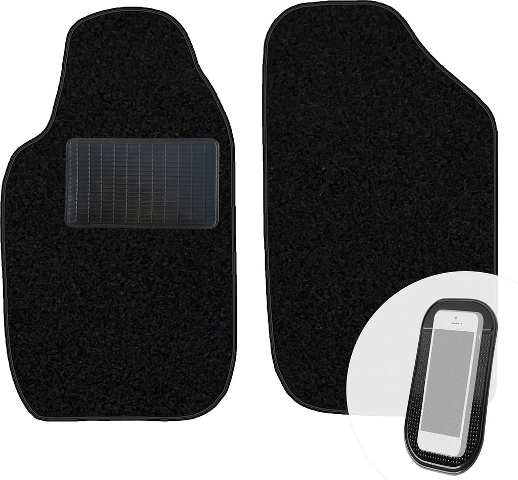 moto-MOLTICO Vorne Fußmatten Auto Velours Autoteppiche Schwarz Automatten Set 2-teilig passend für Peugeot 206 1998-2009