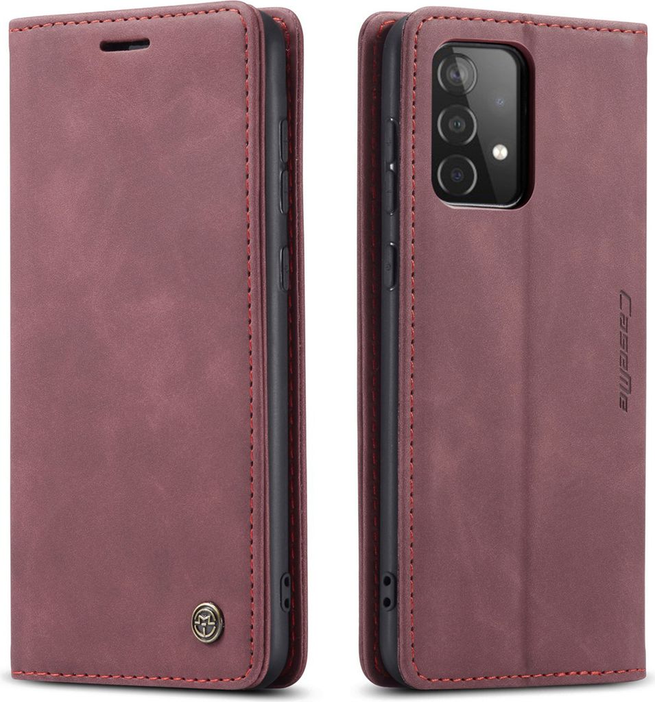 Samsung Galaxy A72 5G Hülle, LaimTop Retro Kunstledertasche mit Standfunktion Schutzhülle für Samsung Galaxy A72 5G Rot