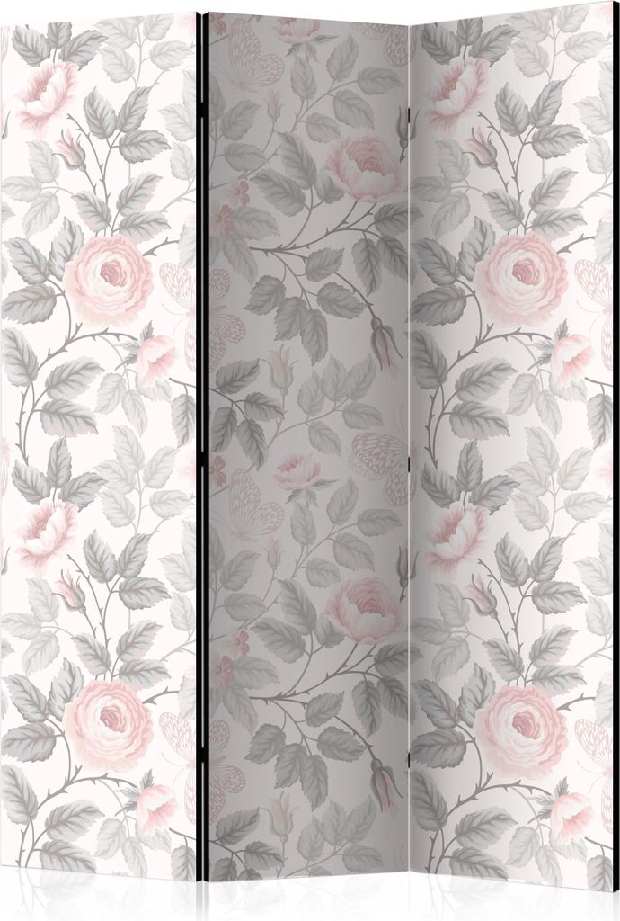 3-teiliger Doppelseitiger Vlies Paravent - Watercolor Roses 135x172 cm Blumen b-C-0264-z-b