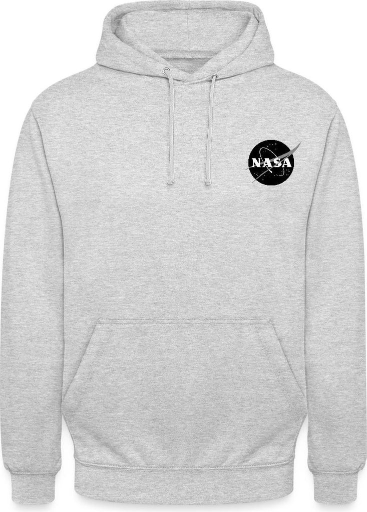 Spreadshirt NASA Klassisches Brustogo In Schwarz-Weiß Uni Hoodie, XL, Hellgrau meliert
