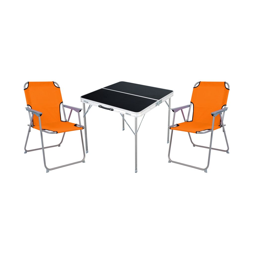 3-teiliges Campingmöbel Set Alu L80xB80xH70cm Orange