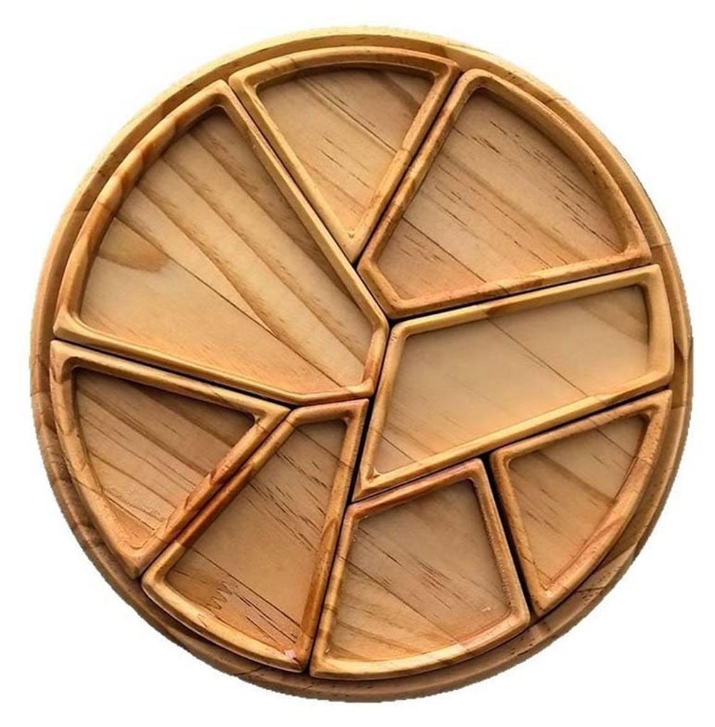 Serviertablett aus Holz mit Puzzle-Elementen und 8 herausnehmbaren Fächern – ideal für Cocktailpartys, Obst, Käse und Nüsse. Elegantes Küche...