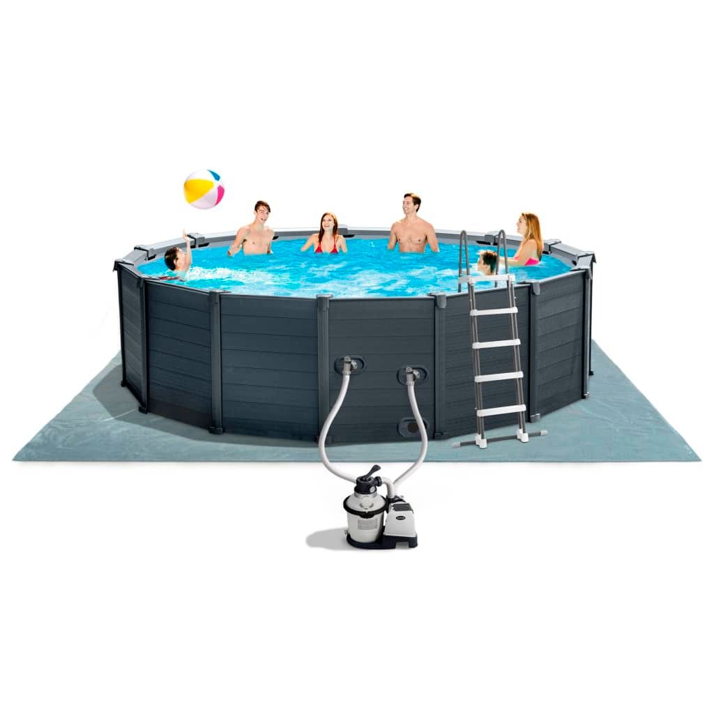 INTEX Schwimmbecken-Set Graphite Grey Panel 478×124 cm Produktbild 