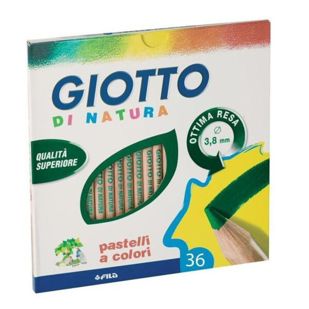 Giotto Di Natura Bleistift Set, 36 leuchtende Farben, extragroße 3,8 mm Mine, umweltfreundlich