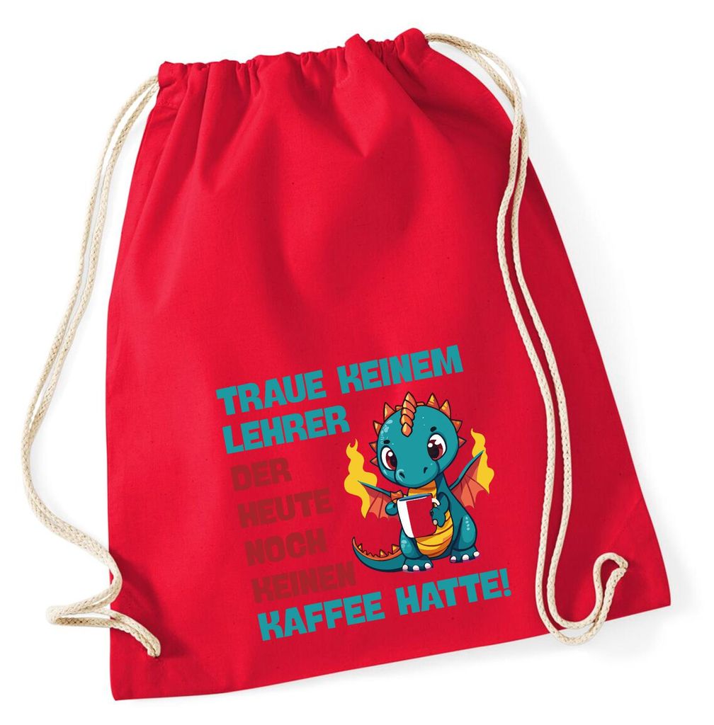 Huuraa Turnbeutel Lehrer trauen noch keinen Kaffee hatte 12 Liter Classic Red Baumwolle Rucksack Geschenkidee