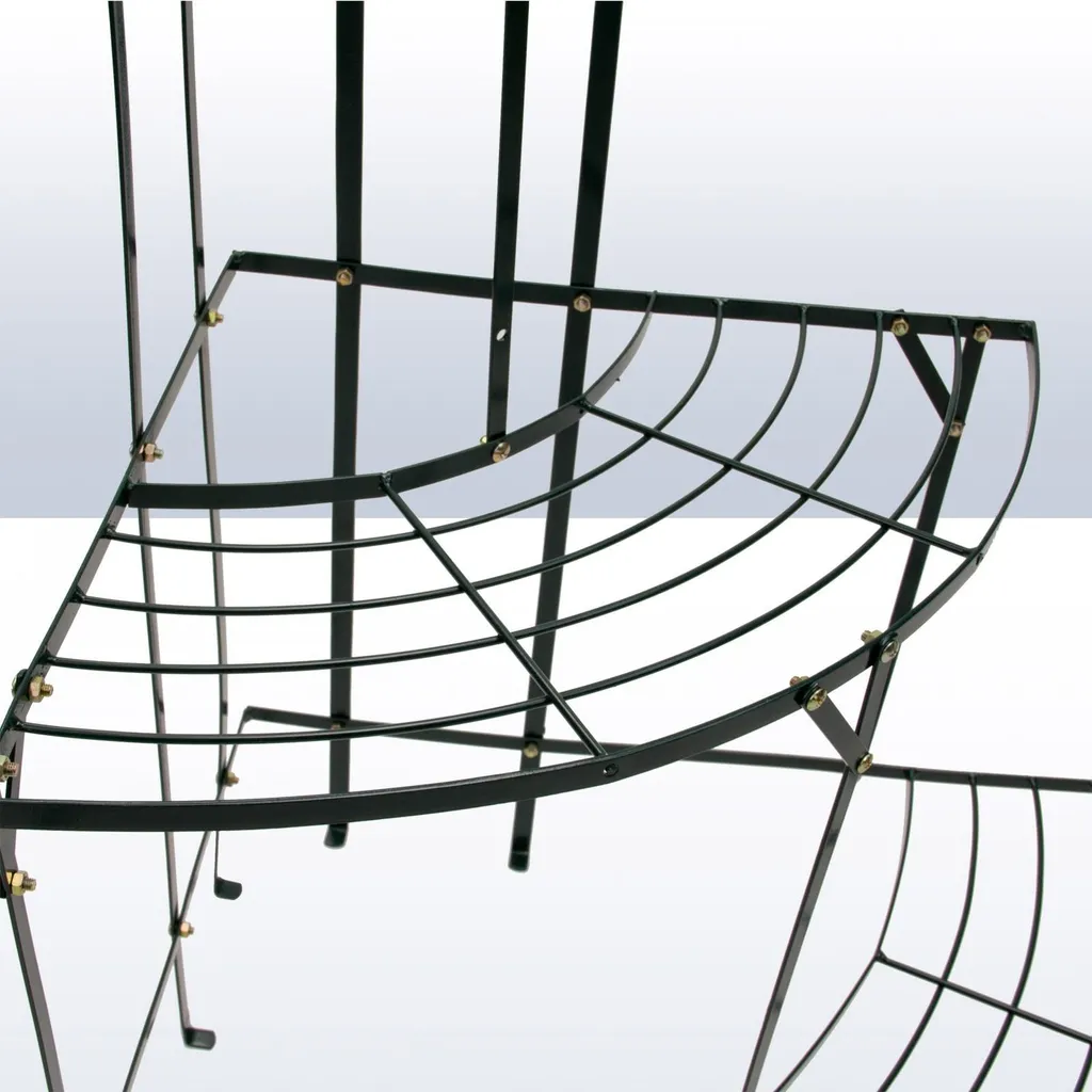 Escalier d'angle pour fleurs avec 3 étagères en métal vert foncé robuste - 6
