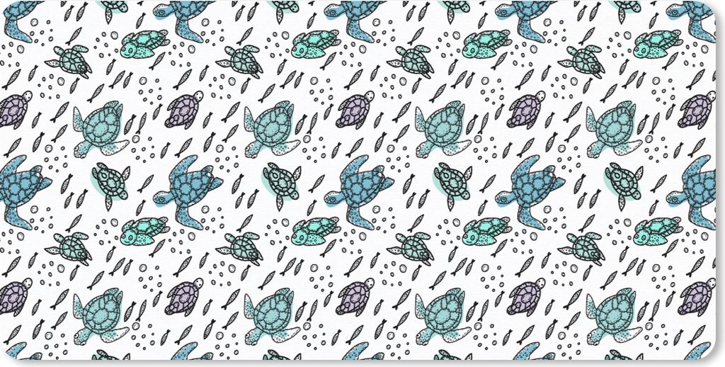 MuchoWow Mauspad Mousepad Muster - Schildkröte - Fisch 60x30 cm - Mousepads - Maus Mat - Pad - Mausunterlage - Nachhaltig