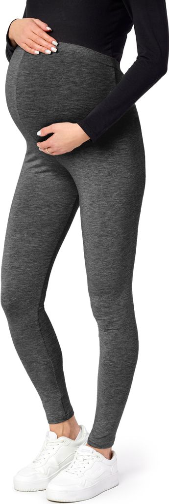 Be Mammy Lange Umstandsleggings aus Viskose BE-02 (Dunkelmelange, XL)