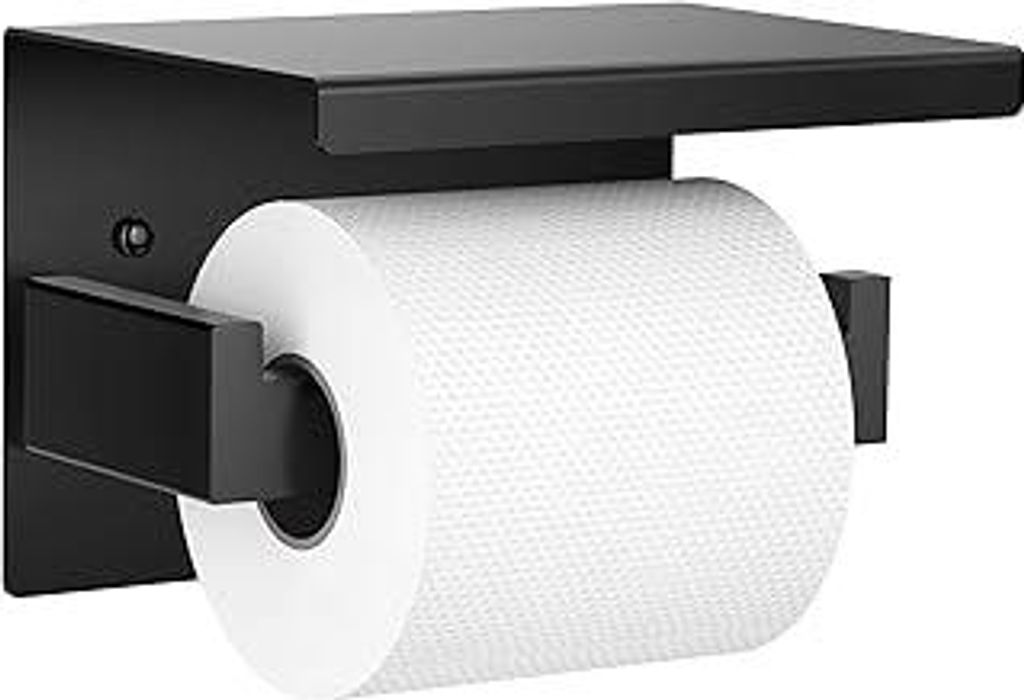 Auxmir Toilettenpapierhalter ohne Bohren, Selbstklebend Klopapierhalter mit 2 Montagemethoden, Edelstahl Klorollenhalter mit Ablage, WC Papier Halt...