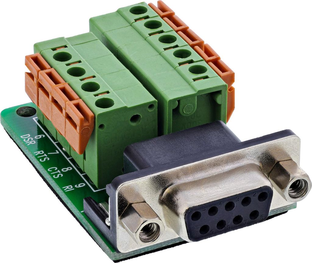 InLine Terminalblock D-Sub 9 Buchse, Federklemme, Schraubsicherung