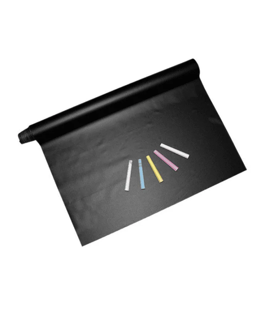 Tableau Noir Autocollant Anti-Traces 45x200cm + Crayons de Couleur