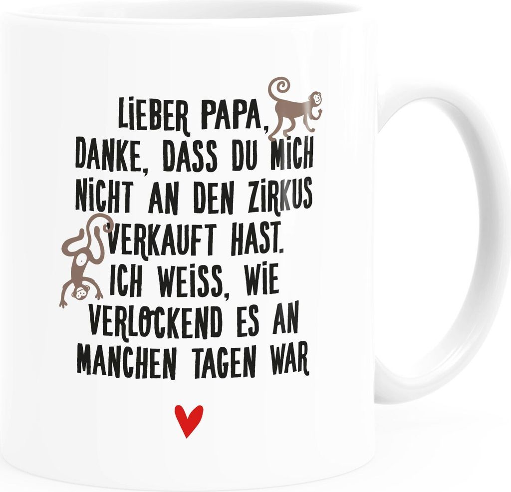 Kaffee-Tasse Geschenk für Papa Tochter Sohn Herz Spruch Produktbild 