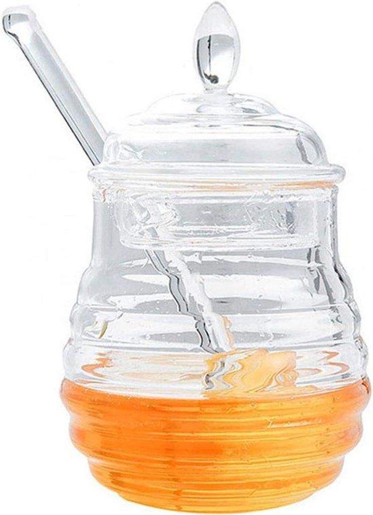 Deckelgerät für glasklaren Honig - Bienenform Honigbehälter - Heimgebrautes Honig-Dosiergerät - Schutzbehälter für frischen Küchenhonig