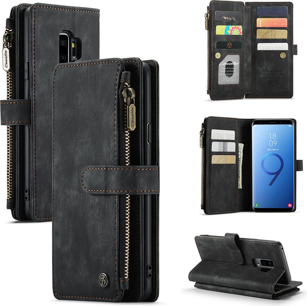 Galaxy S9 Plus Handyhülle, Reißverschluss Hülle Kunstleder Klapphülle Magnetverschluss Kartenfach Standfunktion Geldbörse Schutzhülle für Sa...