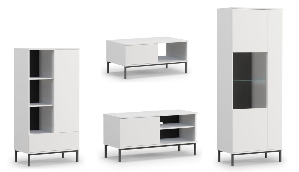 AX LIVING Möbel für das Wohnzimmer Queba 1 – Funktional Modern in Weiß