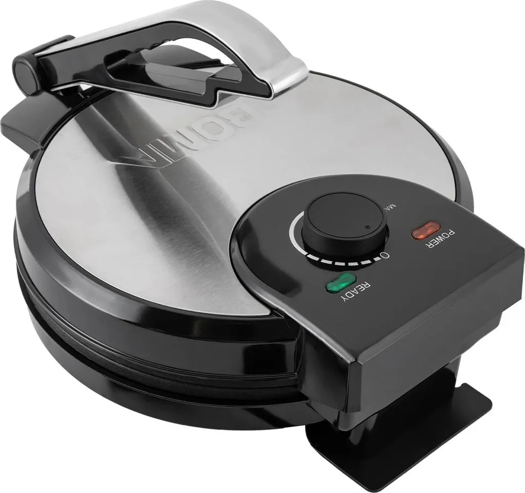 Macchina elettrica per roti/chapati/tortilla - pressa bifacciale - antiaderente, 1200 W, 220 V, temperatura regolabile fino a 260°C, acciaio inox, cavo da 75 cm - nero