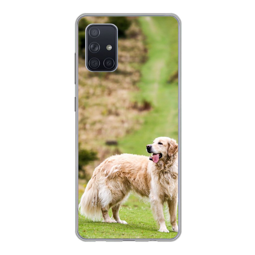 MuchoWow Handyhülle Schutzhülle Hülle für Samsung Galaxy A51 Schönes Bild eines Golden Retrievers Silikon Softcase Handy Hülle - Schutzabde...